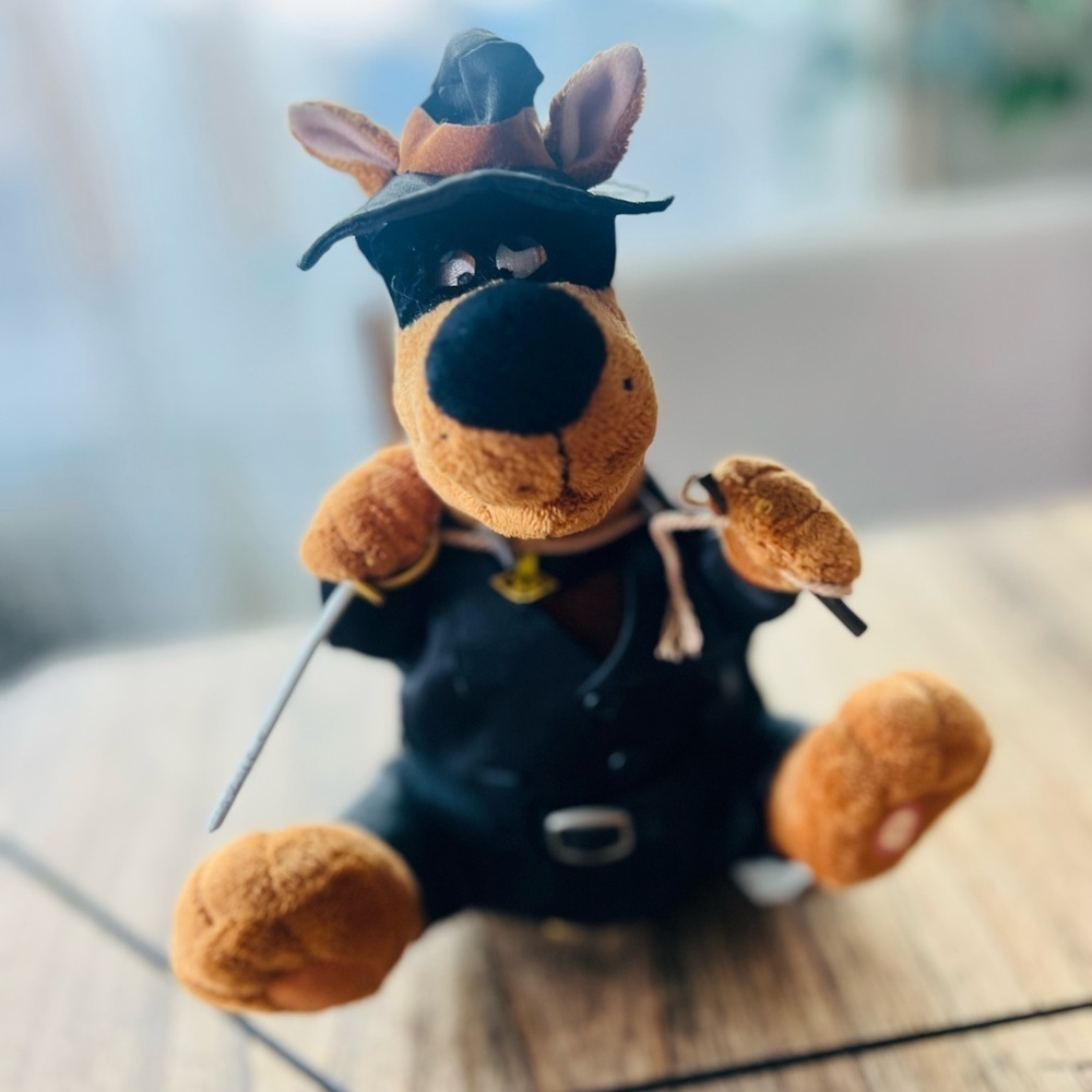 vintage Gemmy "Costume Crazy" Scooby-Doo musical plush toy dressed in a Zorro